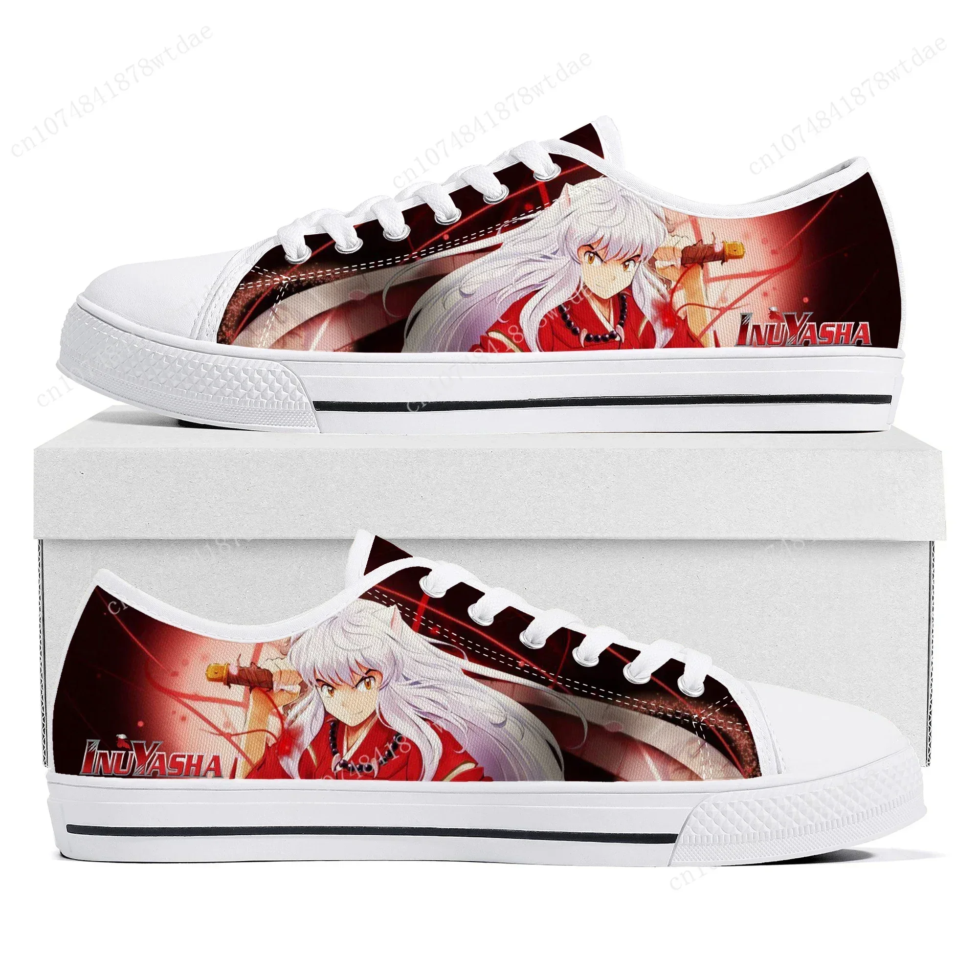 Inuyasha Low Top Sneakers Womens Mens High Quality Canvas Sneaker Couple Japanese Anime Comics Manga Custom Made Shoes