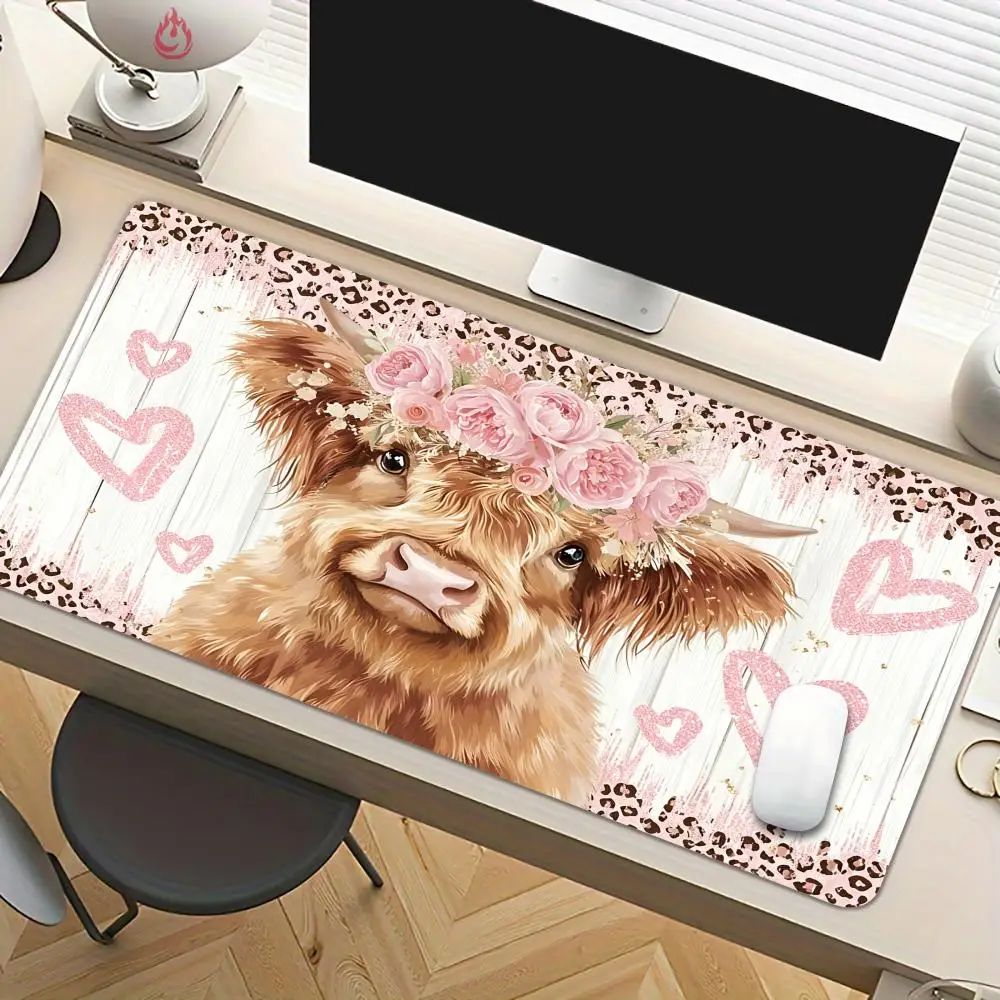 Leopard print and cow Mouse Pad Desk Mat Large Computer Office Carpet XXL Mousepad Gamer Gaming PC Accessories Keyboard Rug