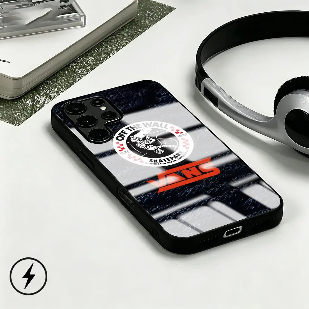 Brand v-Vans Phone Case For Samsung S26 S25 S24 S23 S22 S21 S20 Plus Ultra Note20 Glass Magnetic Case