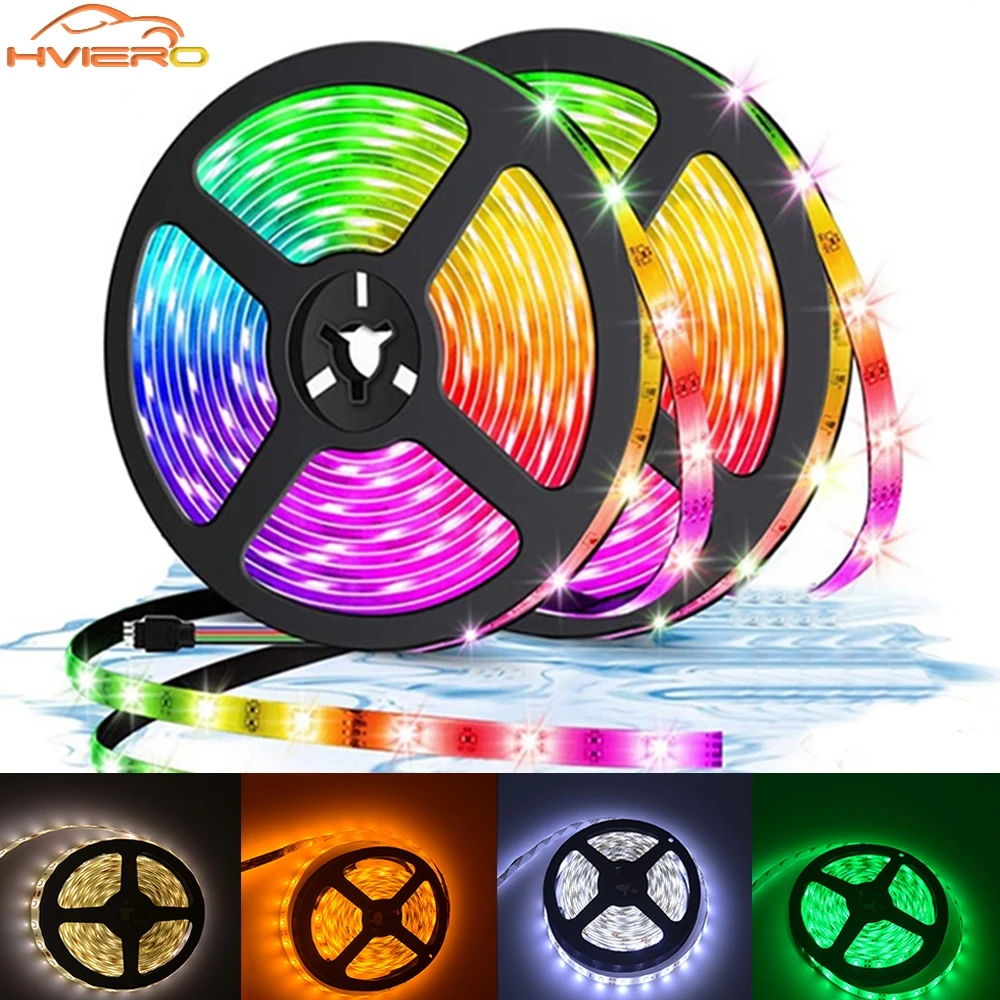 

5 м постоянного тока 12 В 300 светодиодов 2835 RGB светодиодные ленты водонепроницаемый световой ремень гибкая осветительная строка украшение дома лента лента настольная лампа