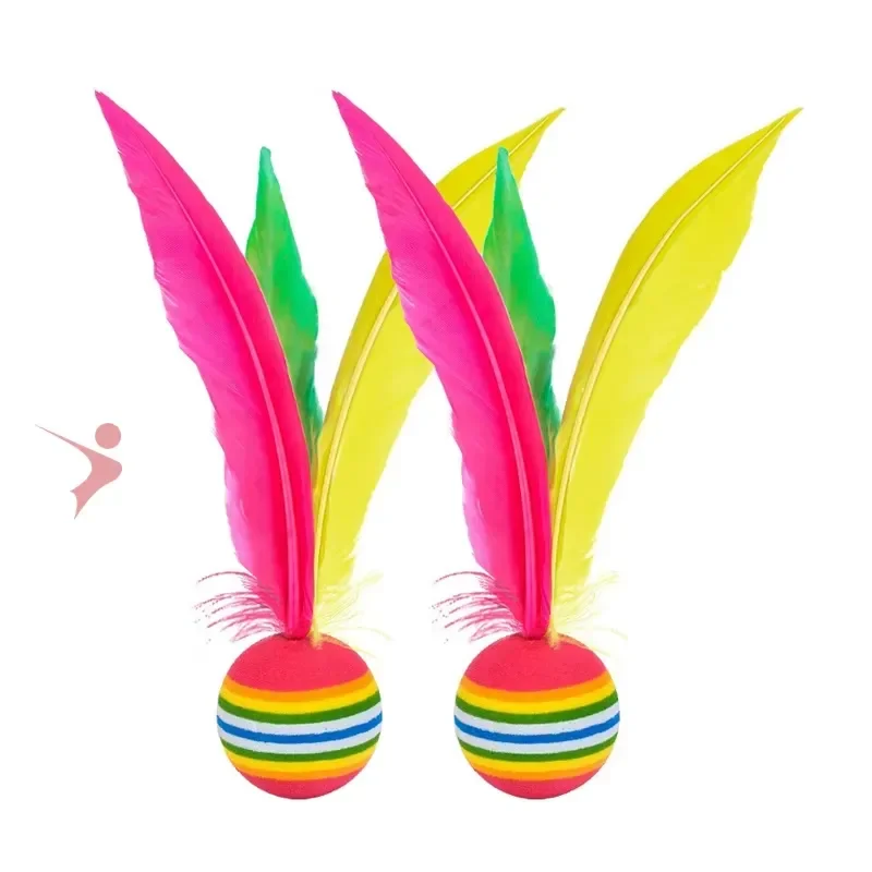 Rainbow Jazzminton Paddle Game Set Indoor Outdoor Toys Tennis Racket Feather Ball Beach Party Family Fun Activity Gift