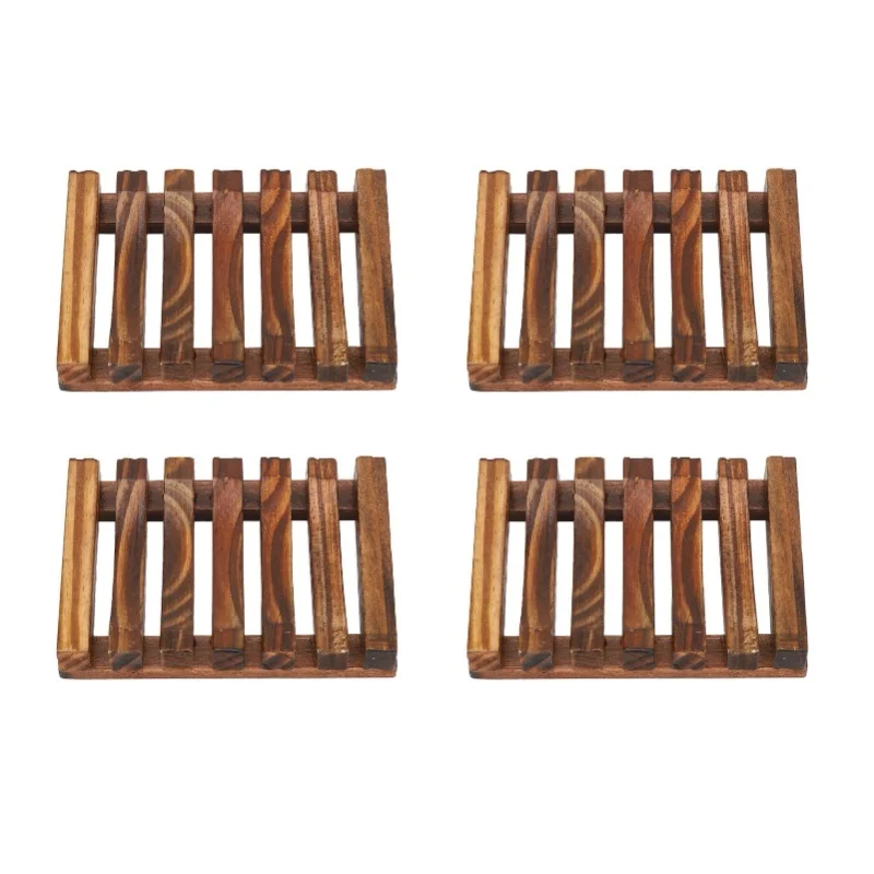 

4 Pcs Bamboo Soap Dish Good Ventilation Drainage Water Resistant Bamboo Soap Saver