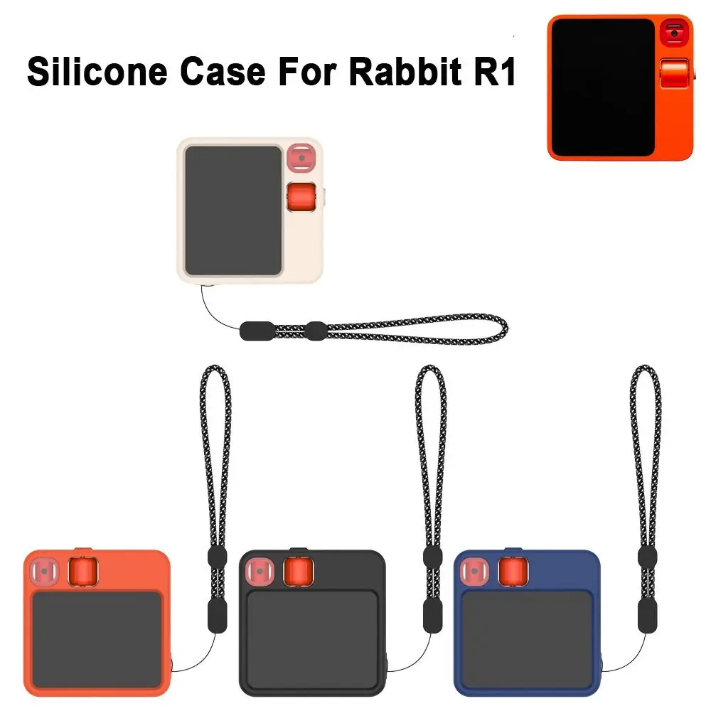 New Silicone Protective Case with Lanyard Shockproof AI Pocket Case Full Protection Accessories Case Cover for Rabbit R1 AI