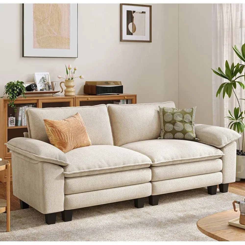 

Cloud Loveseat Sofa, Sectional Couches, Corduroy Comfort, Living Room & Office, Beige