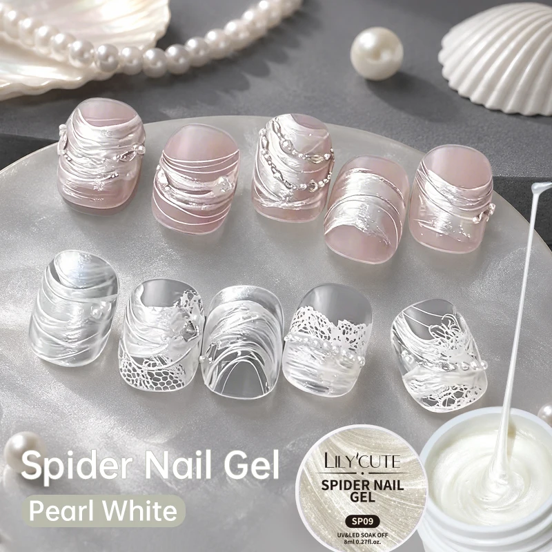 LILYCUTE 8ml Glitzer-Spider-Nagelgel, elastisches Drahtzieh-Gel, Spider-Line-Gel, ablösbarer UV-Gel-Lack, Nagelkunst-Design – Detail 8