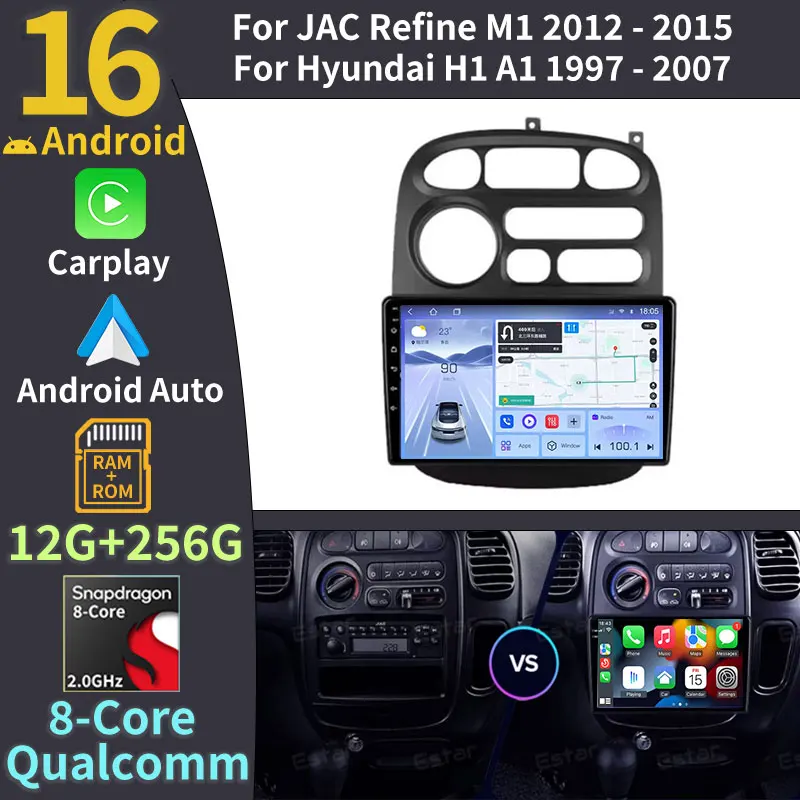Автомагнитола Android 16 для JAC Refine M1 2012-2015, для Hyundai H1 A1 1997-2007, с Android Auto, GPS-навигацией и мультимедийным плеером