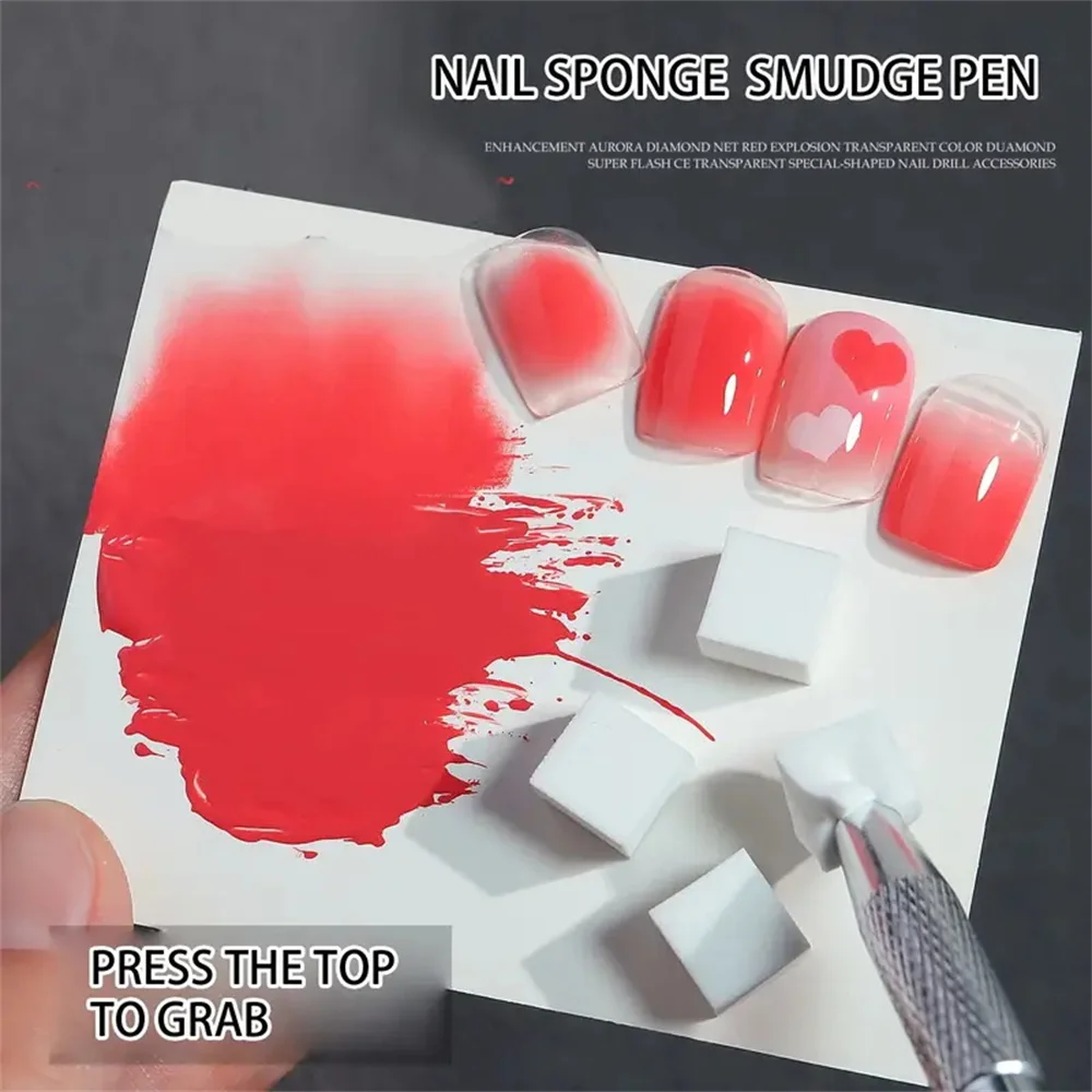 1/50 Stück Nagelschwamm-Set Schwamm mit Greifstift und Schwamm-Greifklammer-Set Nagel-Verlaufsfarben-Werkzeug Zubehör Nagelwerkzeuge – Detail 3