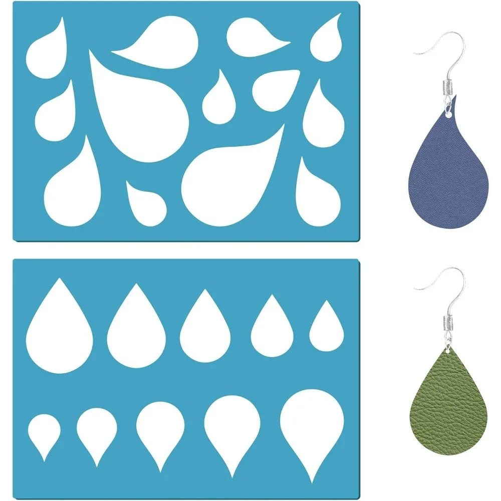 2 Styles Jewelry Shape Template Reusable Leather Earrings Making Plastic Teardrops Cutouts Cutting Stencil Lapidary Templates