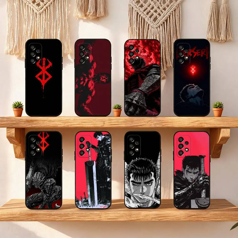 Anime Berserk Guts Phone Case For Samsung Galaxy S25 S24 S23 S22 S21 S20 S10 S10E Ultra Plus FE Note 20 Ultra Black Cover