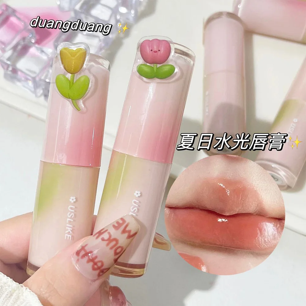 USLIKE Aura ลิปสติกให้ความชุ่มชื้น Long Lasting Non-fading Glass Lips Pure Desire Watery ลิปสติกแต่งหน้าราคาถูกเกาหลี