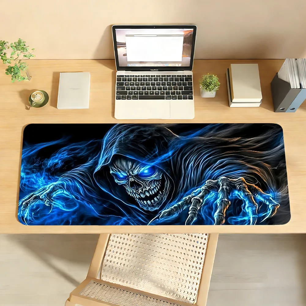 Death Reaper Skull Mouse Pad Non-slip Locking Edge DeskMat PC Laptop Accessories Rubber Office Keyboard Game Carpet 350x900x3mm