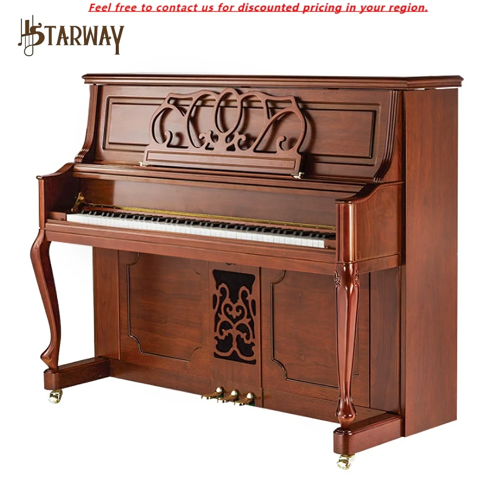 

Starway Siberian Spruce Retro Baking Varnish Carving Mechanical Acoustic Real Upright Piano 88 Keys For Kid Beginner Learning