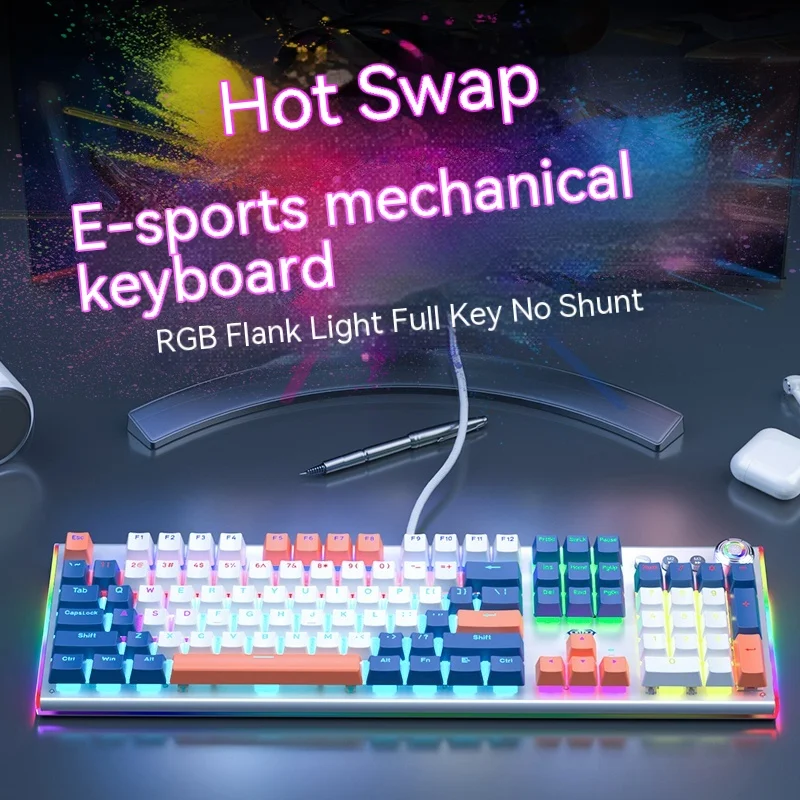 

Aula F3020 Wireless Mechanical Gaming Keyboard 108 Key Three-modes 2.4g/bluetooth/wired Backlight Keyboard For Mac/ios/android