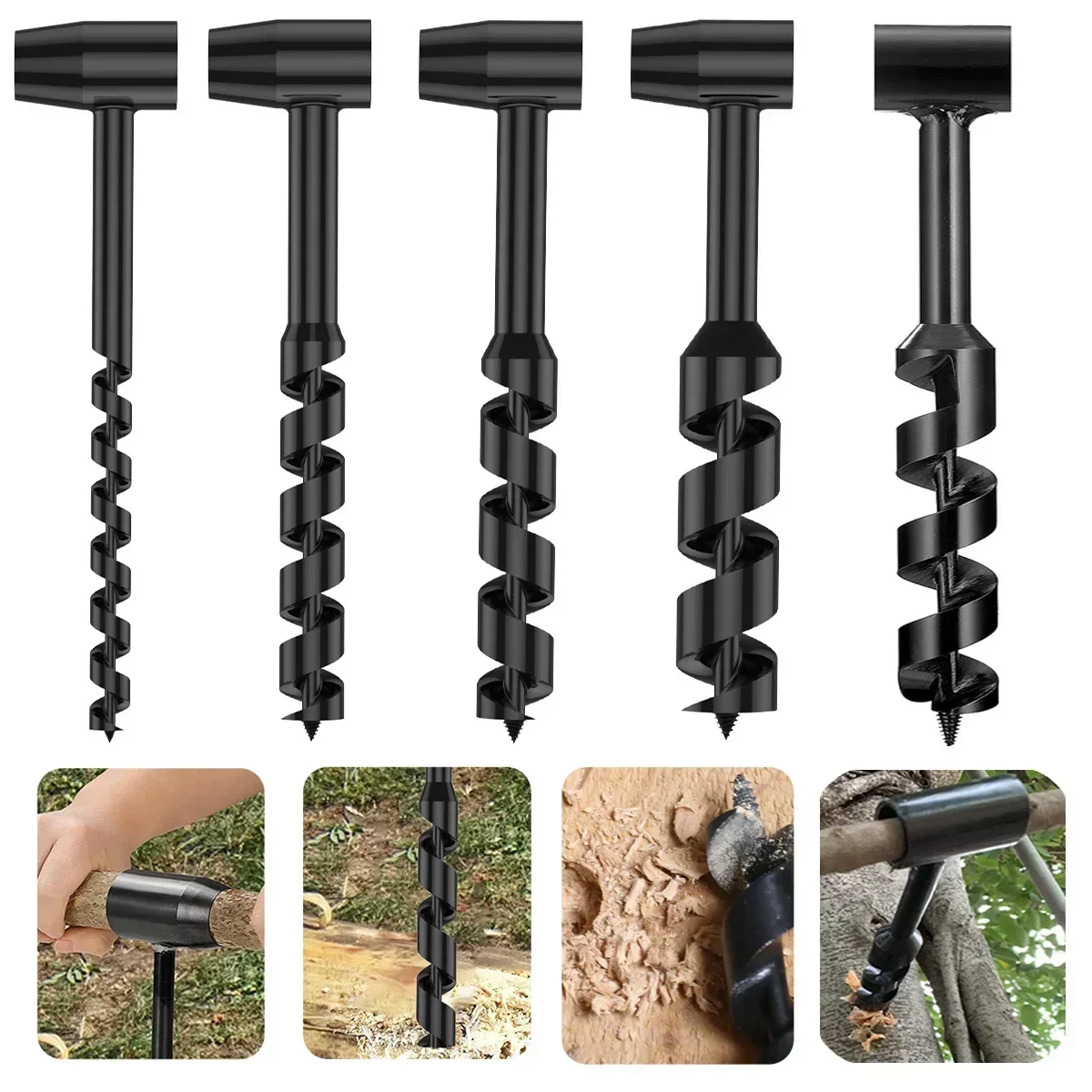 Imagem -03 - Brocas Auger para Camping Bushcraft Manual Hole Maker Chave Núcleo Carpintaria Ferramenta de Sobrevivência ao ar Livre Punch 10 mm 16 mm 19 mm 25 mm Largura