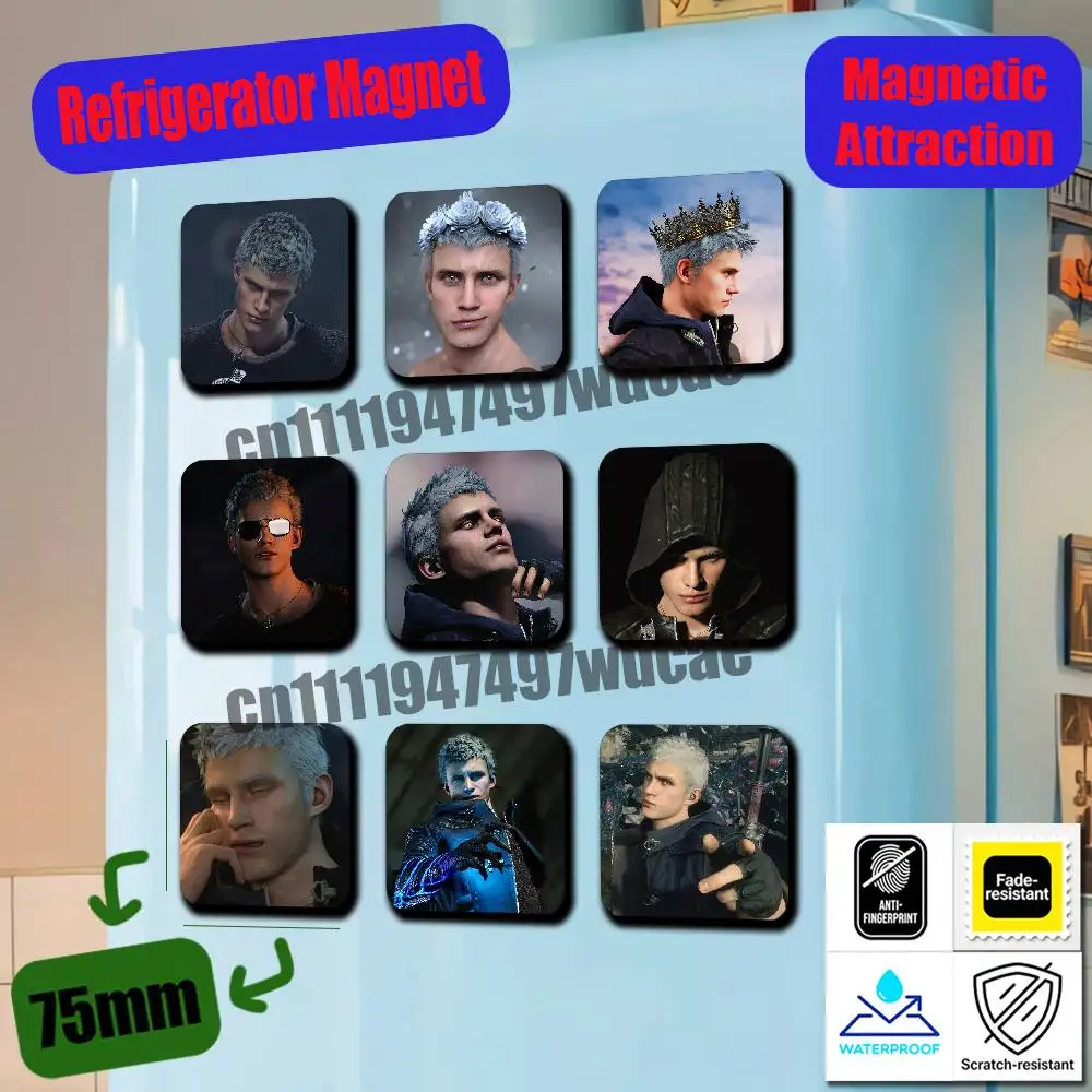 For D-Devil May Cry DMC 5 Nero Fridge Magnets Freezer Metal Cabinet Custom Refrigerator Magnetic Card Case