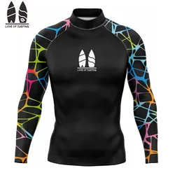 Surfing męskie koszule z długim rękawem Rashguard ochrona Uv odzież do surfowania wysypka straż stroje kąpielowe Surfer strój kąpielowy nurkowanie koszule