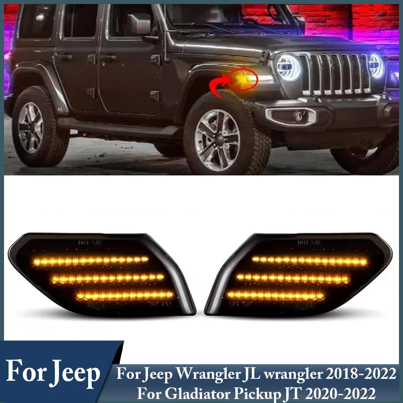 

For Jeep 2Pcs LED Signal Lamps Car Accessories High Quality LED Front Bumper Lights Fit For Jeep Wrangler JL wrangler 2018-2022