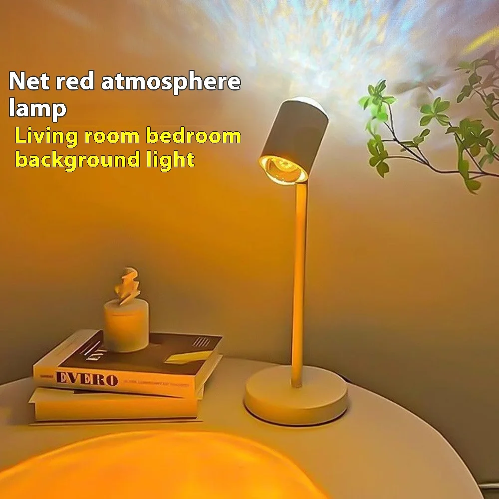 3D Wave Projector Light Sunset Ambience LED Lamp for Bedroom Romantic Mood Lighting with Dual Head TikTok Star Decor