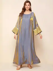 Raso lucido Maxi Abaya Damen Dubai Luxury 2024 Abaya per le donne abito caftano musulmano Islam caftano Marocain Robe Femme Musulmane