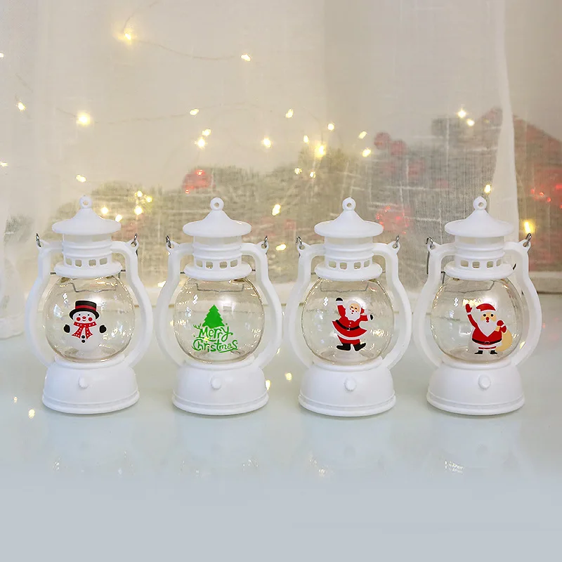 Christmas Lantern, Retro Christmas Mini Lantern Hanging LED Small Oil Light Electric Lantern Oil Lamp for Stage Decoration