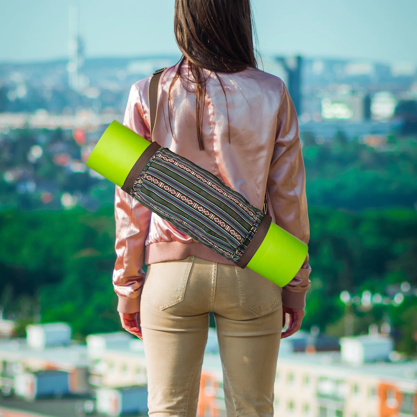 

Yoga Mat Storage Bag Vibrant Red Southeast Asian Ethnic Style Lightweight Yoga Mat Carrier Organizer Pouch Fitness Supply