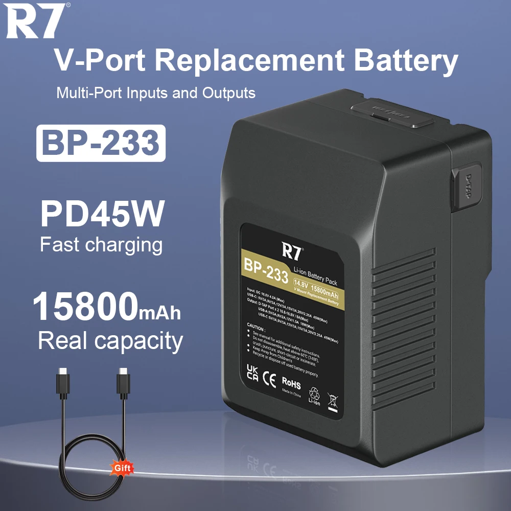 

BP-233Wh 15800mAh V-Mount Battery for Sony and Blackmagic URSA – Long-Lasting, Fast Charging, Wide Camera Compatibility