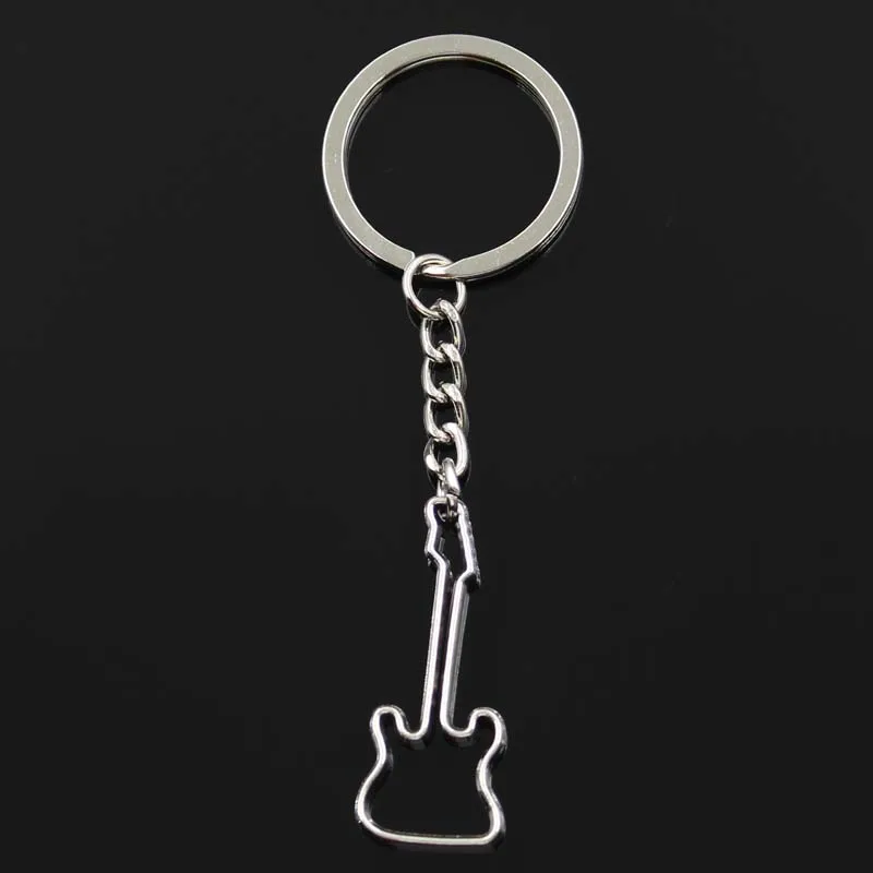 Fashion Hollow Guitar 40x17mm Pendant 30mm Key Ring Metal Chain Bronze Silver Color Men Car Gift Souvenirs Keychain Dropshipping