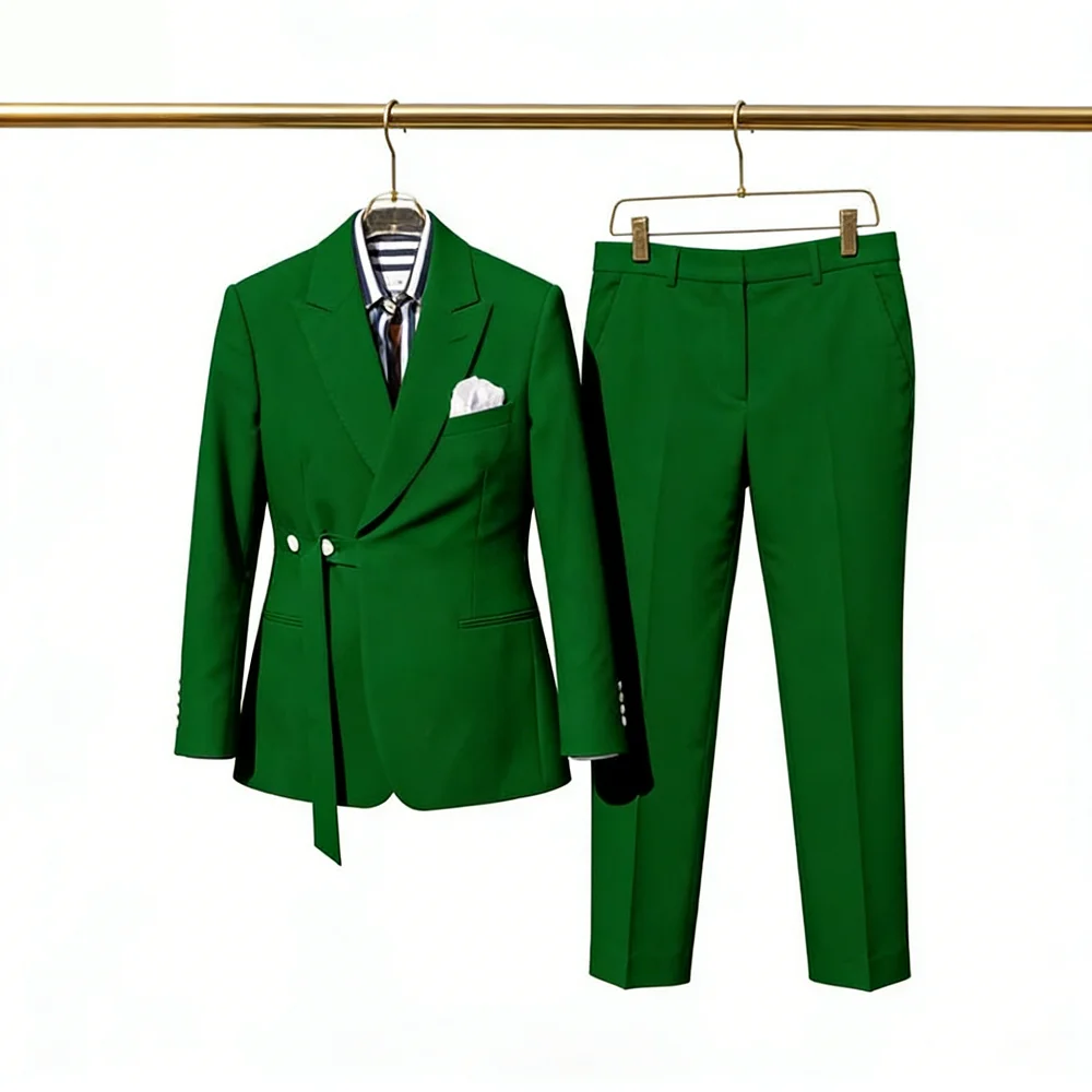 

Мужской свадебный смокинг-костюм из 2 предметов: пиджак с острыми лацканами и брюки, деловой костюм для жениха и шаферов, элегантный стиль