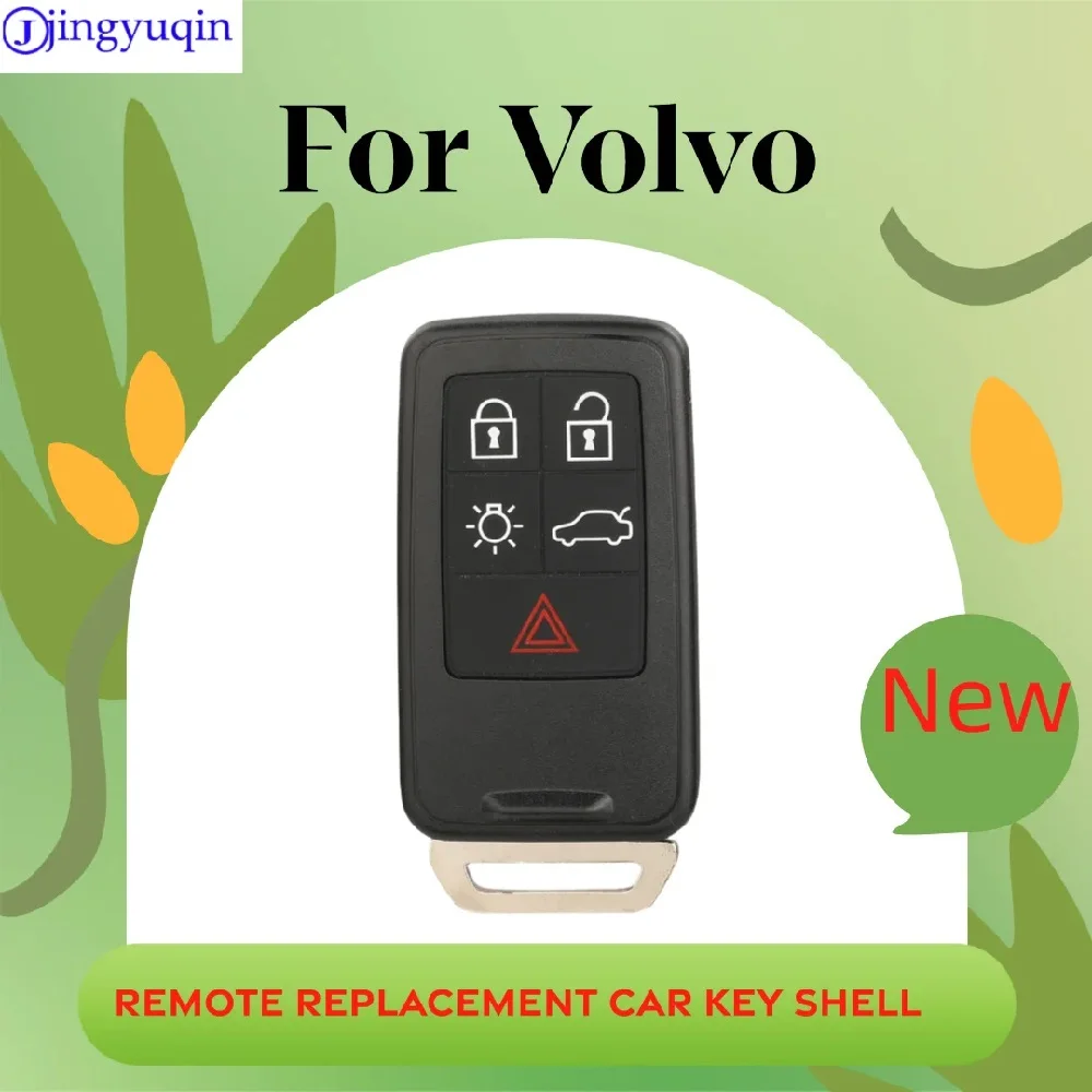 

Корпус смарт-ключа Jingyuqin с 5 кнопками и заготовкой необрезанного лезвия для Volvo, модифицированный сменный корпус ключа без логотипа