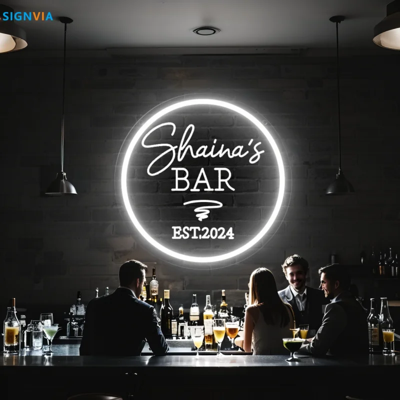 

Custom Bar Neon Sign Personalized Engraved LED Light for Room Bar Single-Color Round USB-Powered with Switch Plastic Wall Decor
