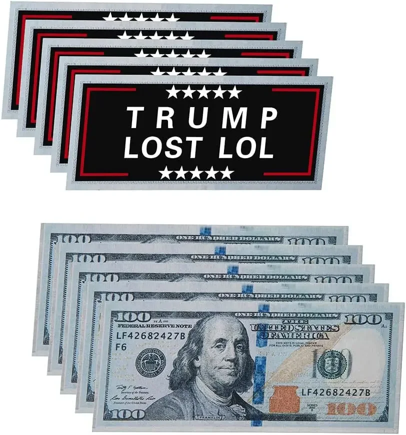 100 Pack Trump Lost 20 Doller 100 Dollar Bills cento Bills Gag Joke Prank Anti Trump Funny $100 $20 Drop Card