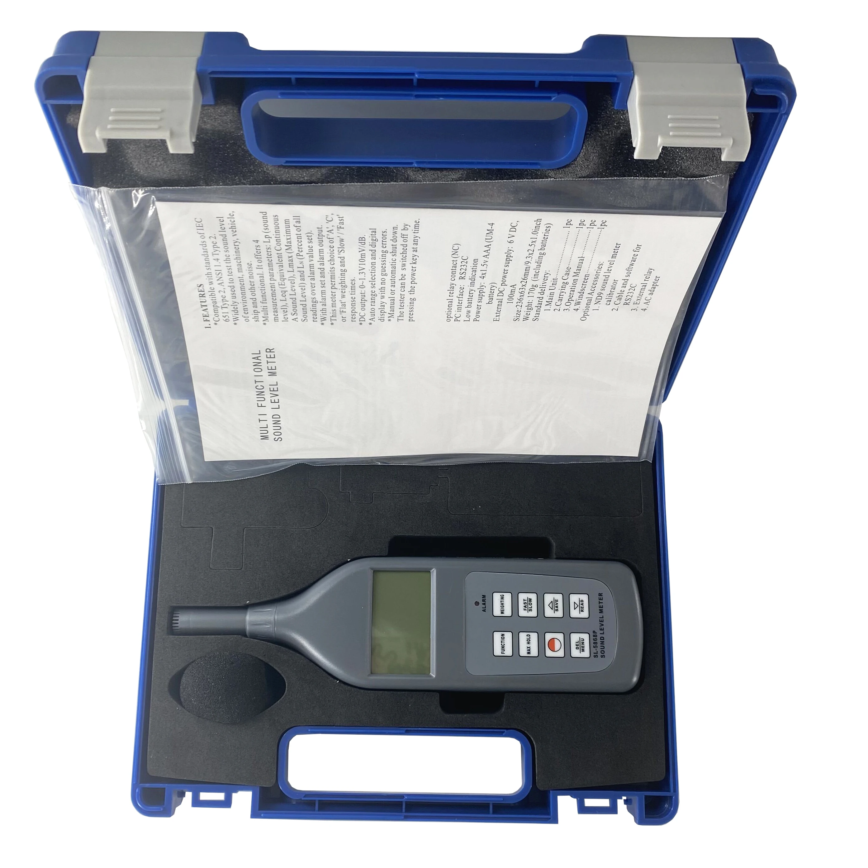 Digital Sound Level Meter SL-5868P Noise Meter Tester With 0.1dB Resolution 4 measurement parameters