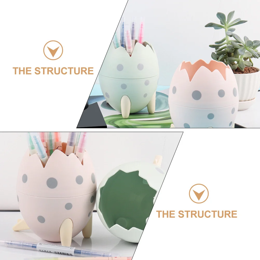 2Pcs Dinosaur Egg Shape Pencil Container Plastic Pen Holder Stationery Organizer Desktop Storage for School Office