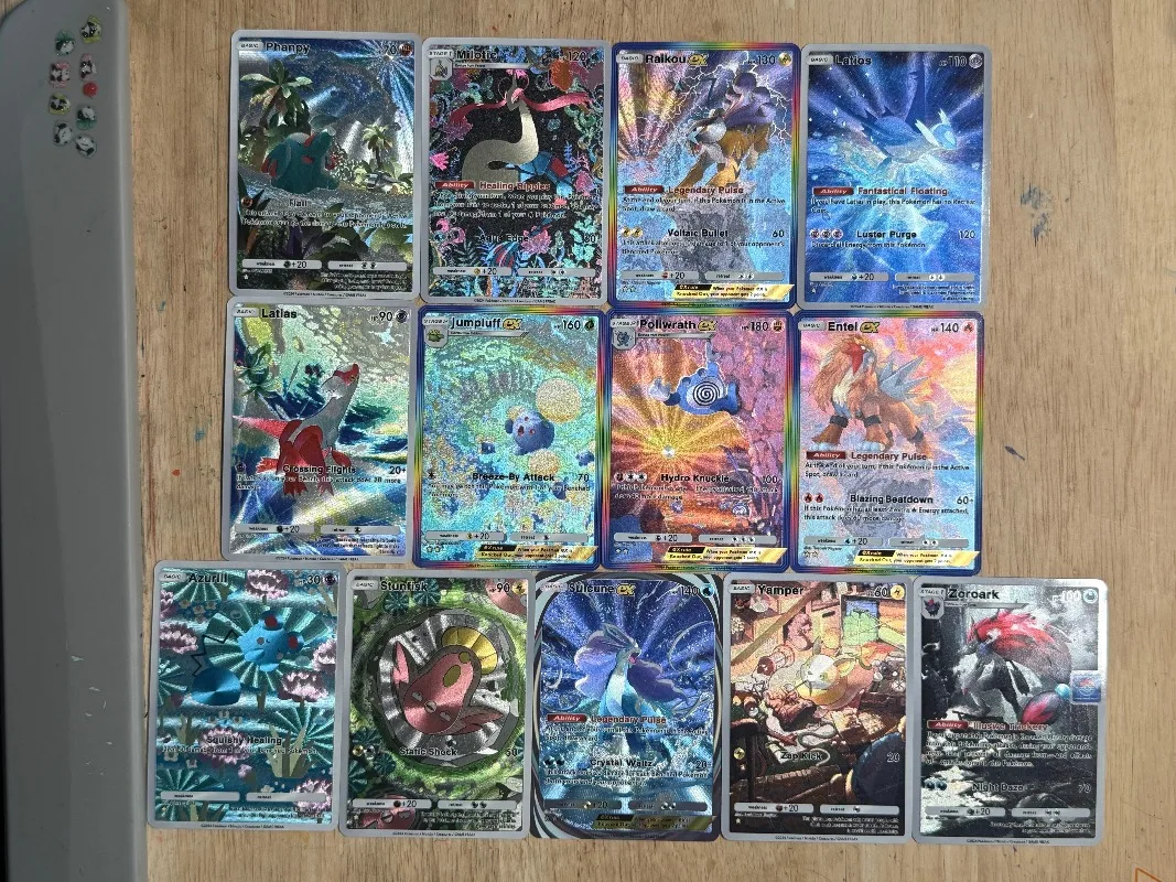 포켓몬 PTCG DIY 밀로틱 라이코우 EX 조로아크 엄브레온 겐가 셀프 컨트롤 컬렉션 시그니처 트레이딩 플래시 카드 애니메이션 만화 선물