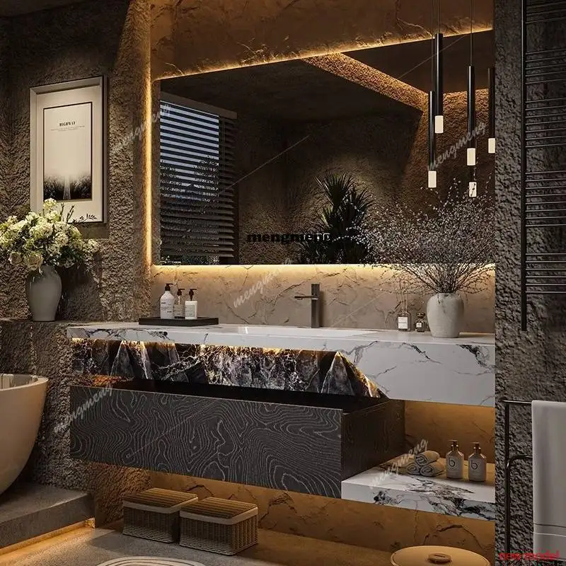 

F182 Classic Modern Bathroom Cabinet Hanging European Sink Storage Bathroom Cabinet Mirror Smart Meuble Salle De Bain Furniture