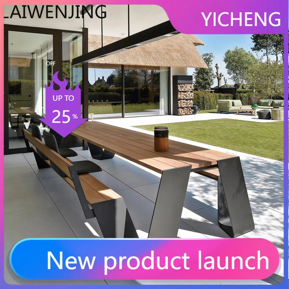 

Уличные столы и стулья LYY из алюминиевого сплава, комплект для общественных мест, цельная скамья, кафе-бистро