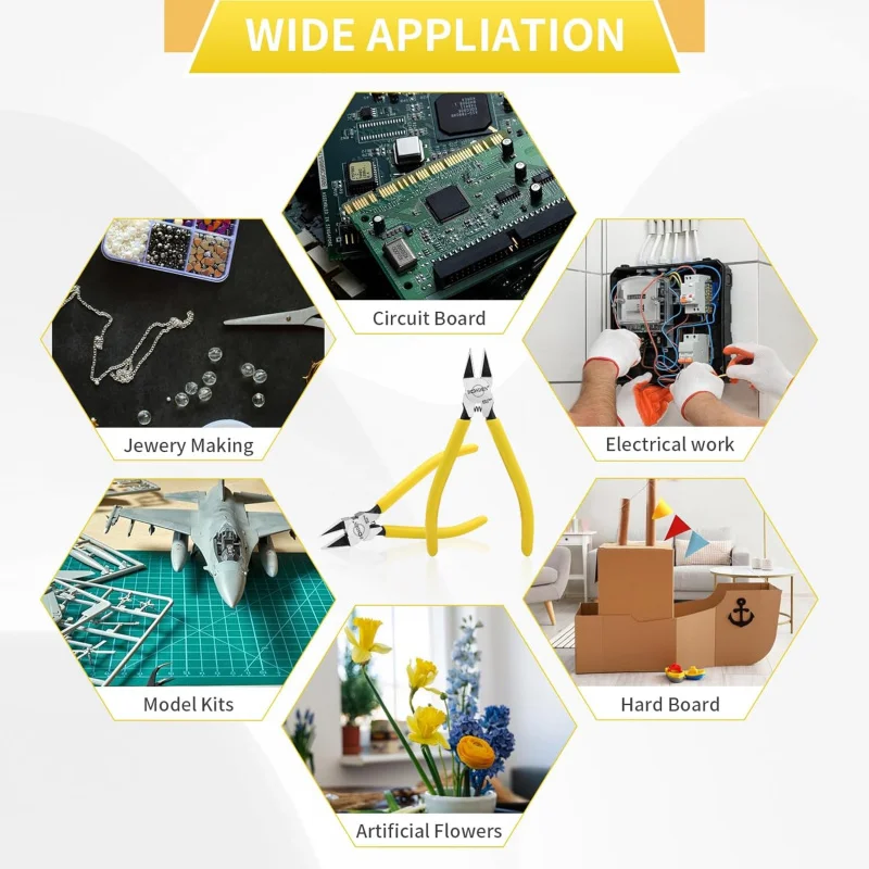 Small Wire Cutters 2, 6 inch Cutting Pliers, Dikes Spring Loaded Side , Flush Cut , Precision Cutter