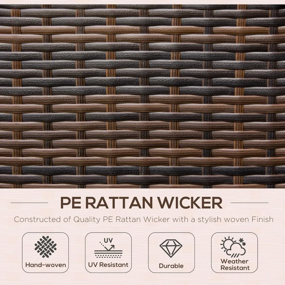 "كرسي دوار من الخيزران مناسب لجميع الأحوال الجوية مع مسند قدم مستلق ورفع للظهر، دوران 360 درجة، وسائد مقاومة للماء"