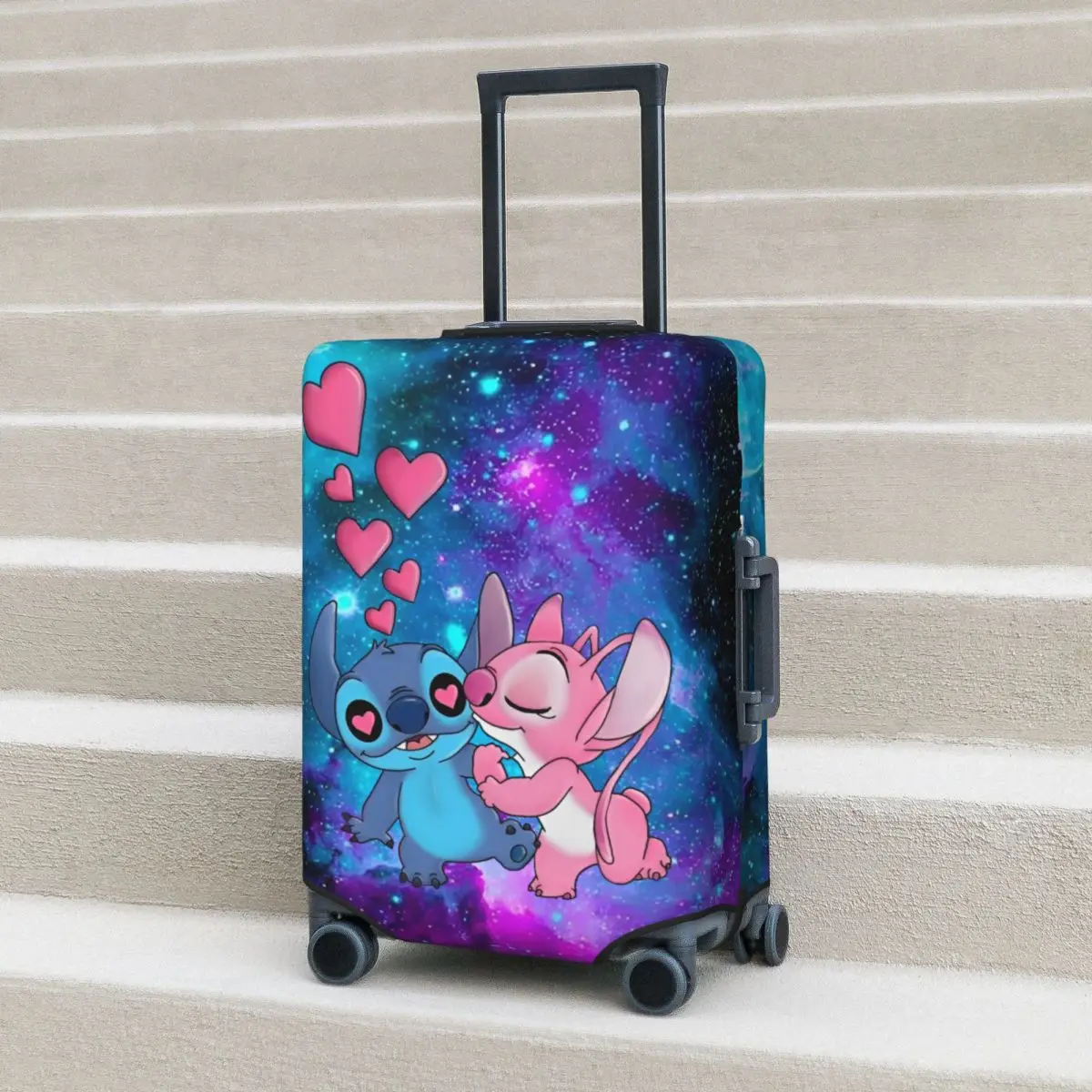 Stitch And Angel Kiss Suitcase Cover Strectch Business Protector Luggage Supplies Holiday