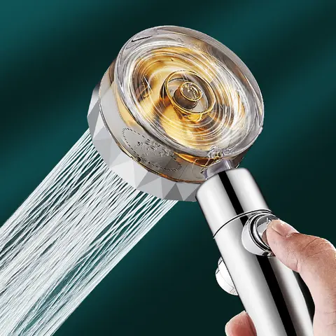 Soffione doccia caldo Flusso di risparmio idrico Rotazione di 360 gradi con piccolo ventilatore ABS Ugello spray ad alta pressione per pioggia Accessori per il bagno