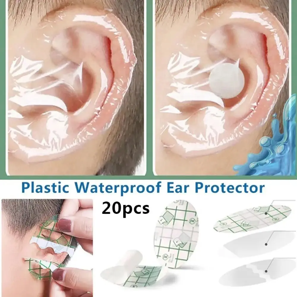 20 ชิ้น Shield Earmuffs แผ่นรองหูฟังกันน้ําทิ้ง Baby Shower สติกเกอร์หู Bath Swim Cover Protector Heel