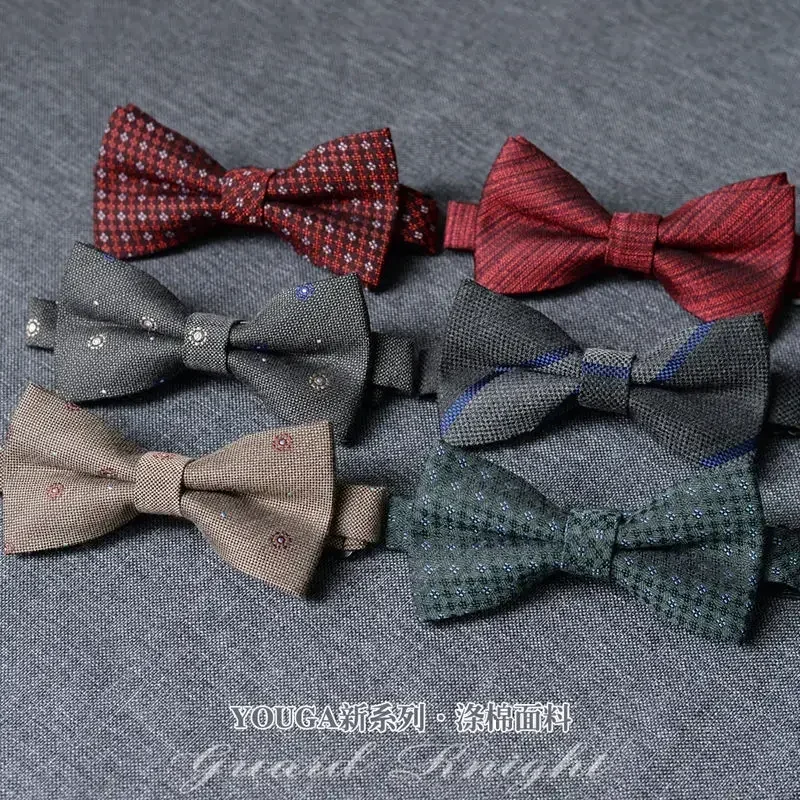 New bow tie men's suit bow formal gray men's cotton bow tie wedding best man groom black upscale