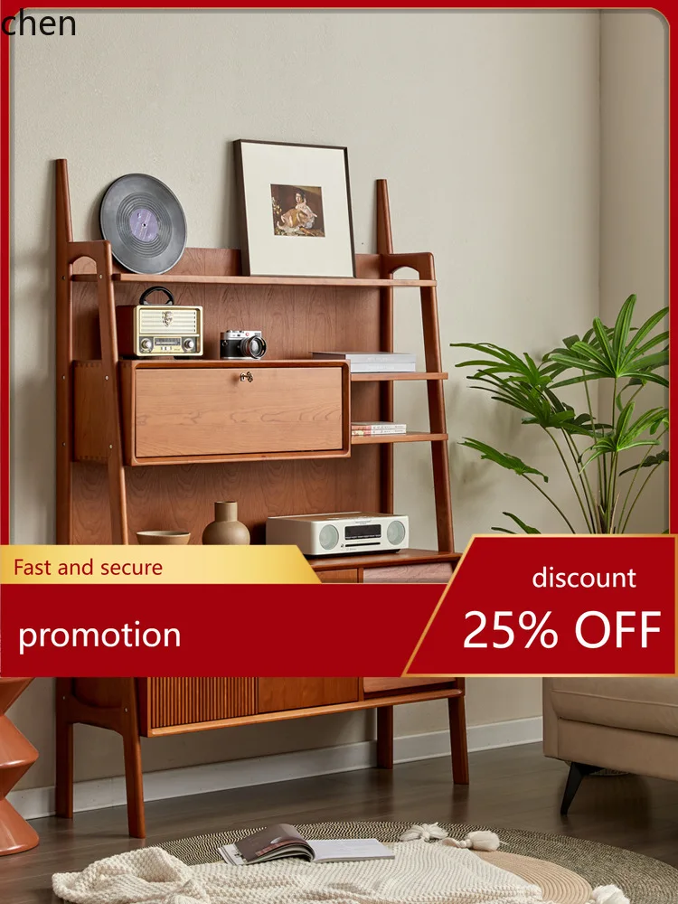 

HT Retro Sideboard Vintage Style Teak Home Bookshelf Display Wine Cabinet