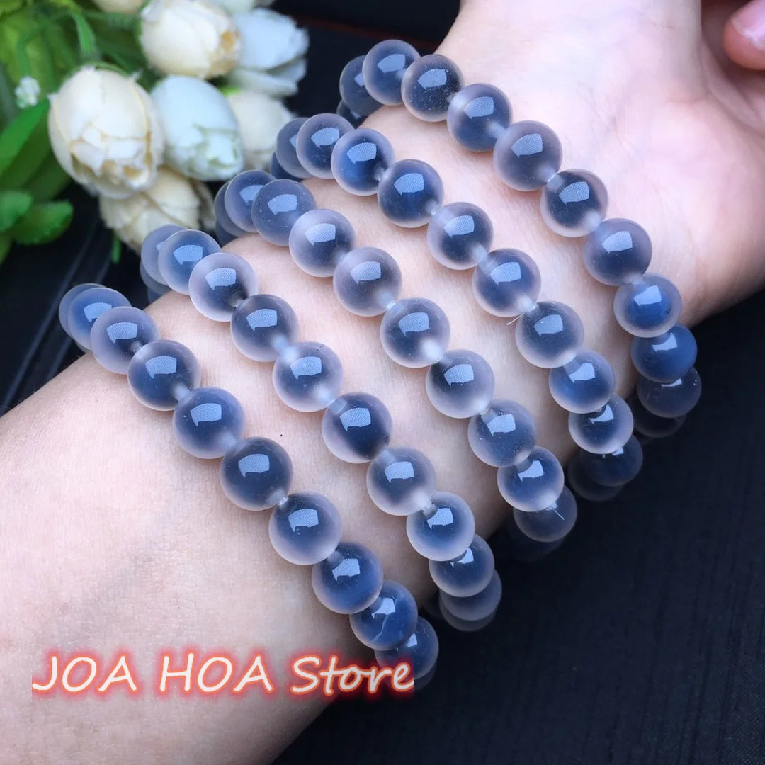 

Latest Style Natural Sugar Heart Agate Couple BANGLE Popular White Ice Blue-Sugar Heart Ball Bracelet Girls Handring Jewelry