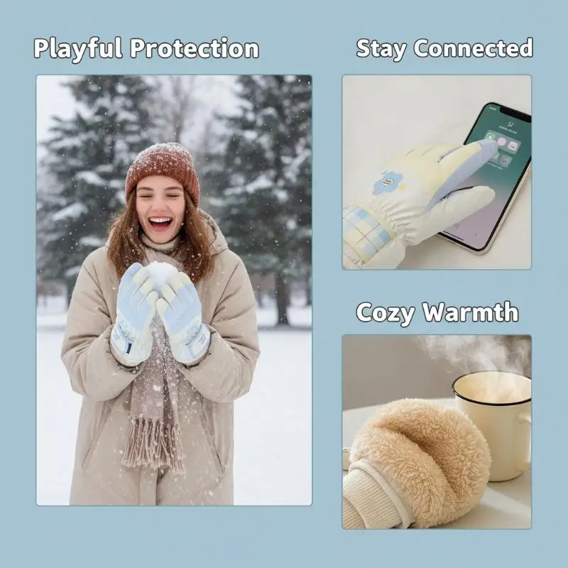 1 Paar warme Touchscreen-Fahrradhandschuhe für Damen, Winterhandschuhe, kältebeständig, winddicht, regendicht, Fahrhandschuhe für Fahrzeuge. – Detail 7