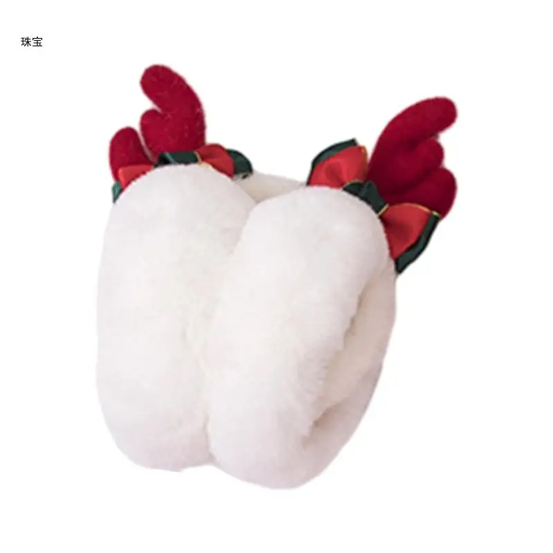 X5QE Christmas Theme Plush EarMuffs for Women and Kids Ear Warmer Headband for Winter Christmas New Year Gifts