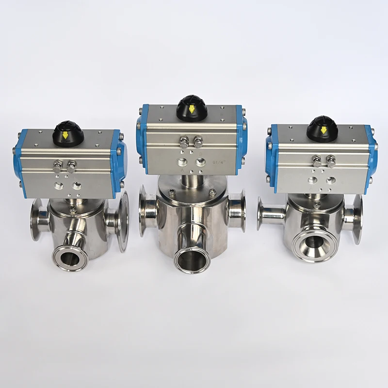 304 paste filling machine rotary valve, pneumatic three-way rotary valve, pneumatic actuator rotary valve filling machine access