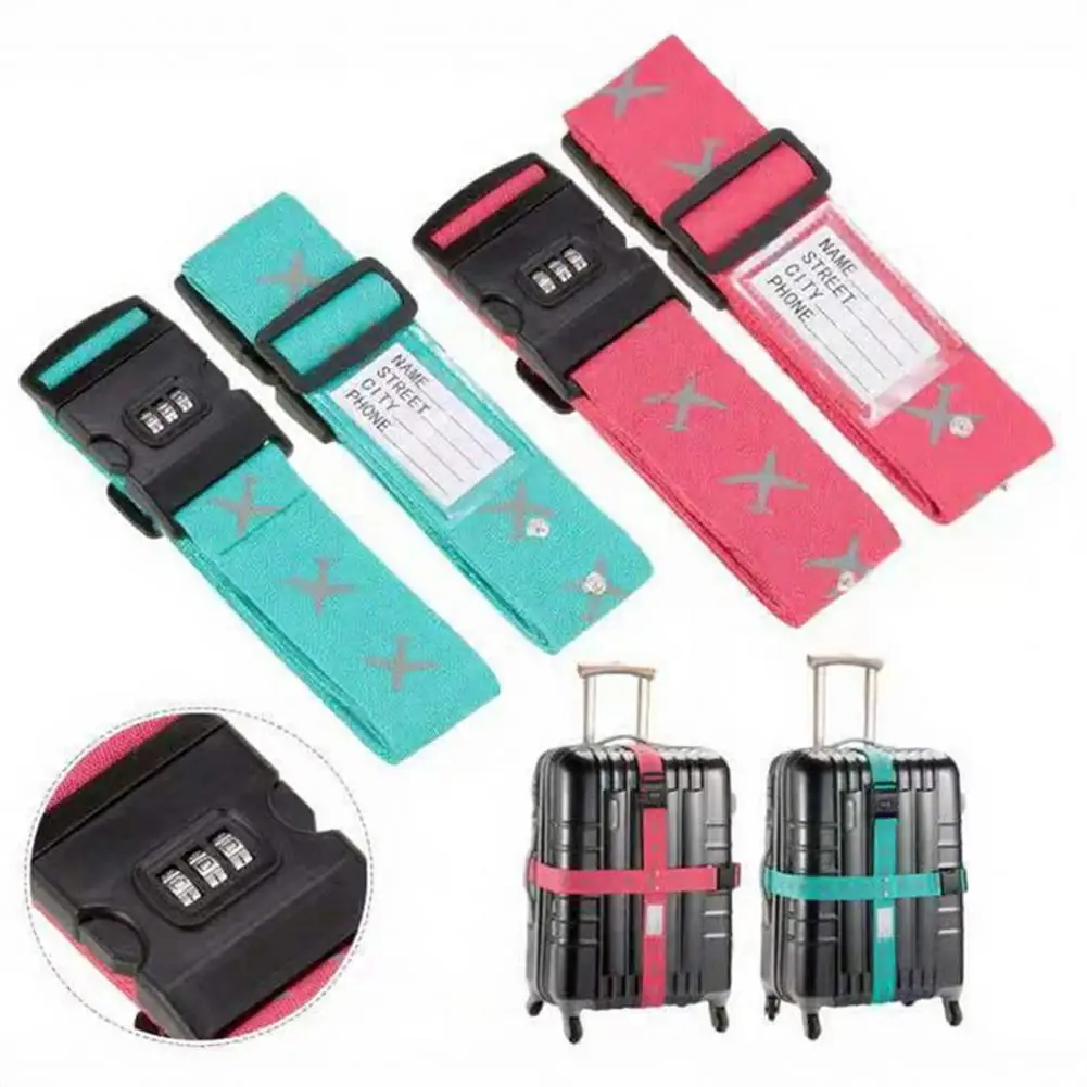 

Светоотражающие ремни для багажа с кодовым замком на 3 цифры, регулируемый ремень для чемодана, аксессуар для путешествий с высокой видимостью