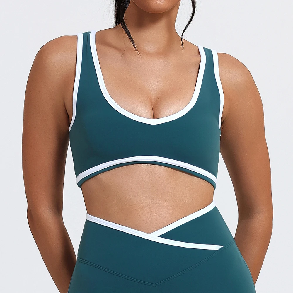 Новый спортивный бюстгальтер для женщин, сексуальный укороченный топ для спортзала, женское нижнее белье, мягкие удобные топы-трубы, женский бюстгальтер с цветными блоками, спортивная одежда