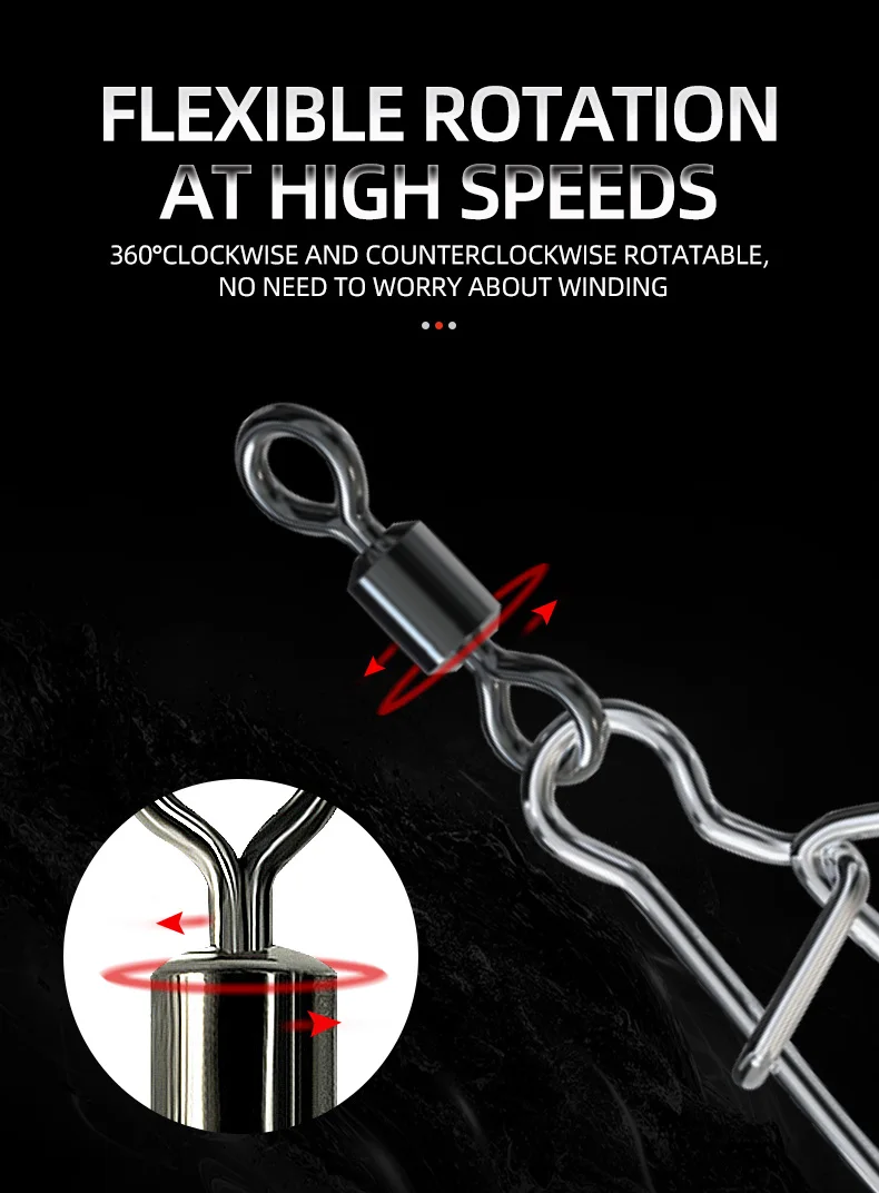ShareShark 100 Stück Lagerwirbel Angelverbinder Rolling Fishing Wirbel Snap Angelköder Haken Zubehör Tackle – Detail 6